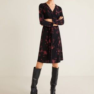Mango crossed wrap dress peony flowers 🌸 sz 2